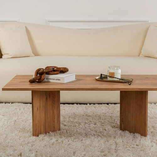 Table Basse Moderne Effet Bois De Pin - Pieds En V Marfa