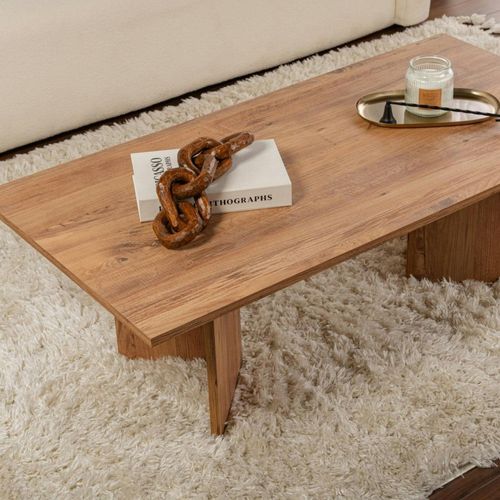 Table Basse Moderne Effet Bois De Pin - Pieds En V Marfa