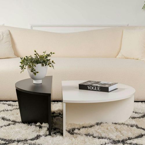 Table Basse Moderne Noire et Blanche - 2 Hauteurs Marfa