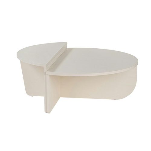 Table Basse Moderne Blanche Effet Bois - 2 Hauteurs Marfa