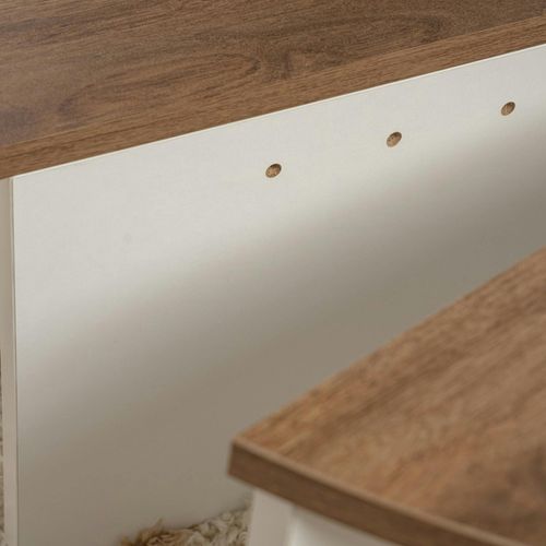Table Basse Moderne Plateau Effet Noyer - 2 Hauteurs Marfa