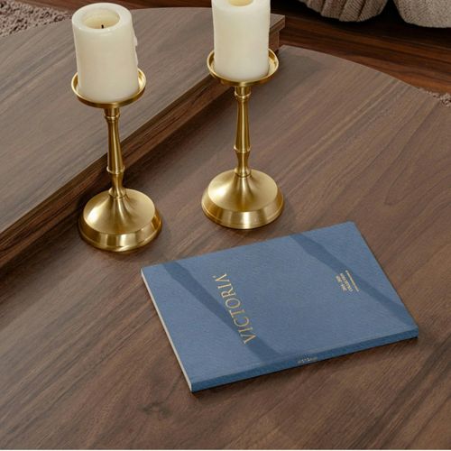 Table Basse Moderne Effet Bois De Noyer - 2 Hauteurs Marfa