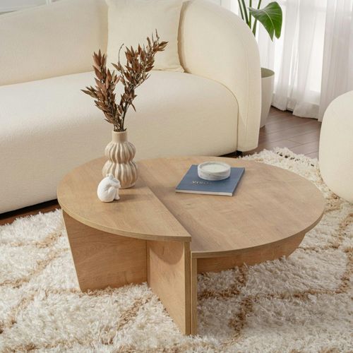 Table Basse Moderne Effet Chêne Huilé - 2 Hauteurs Marfa