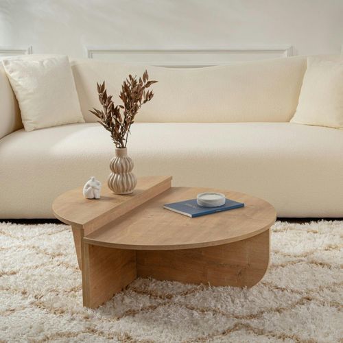 Table Basse Moderne Effet Chêne Huilé - 2 Hauteurs Marfa