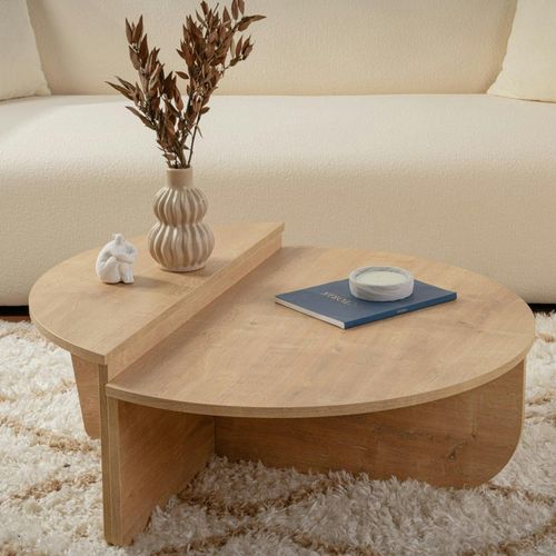 Table Basse Moderne Effet Chêne Huilé - 2 Hauteurs Marfa