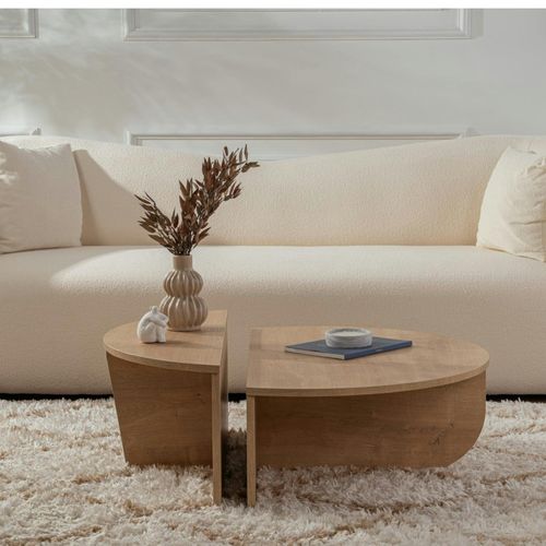 Table Basse Moderne Effet Chêne Huilé - 2 Hauteurs Marfa