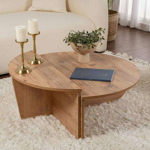 Table Basse Moderne Effet Bois De Pin - 2 Hauteurs Marfa