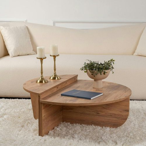 Table Basse Moderne Effet Bois De Pin - 2 Hauteurs Marfa