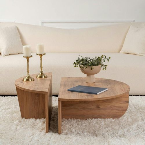Table Basse Moderne Effet Bois De Pin - 2 Hauteurs Marfa