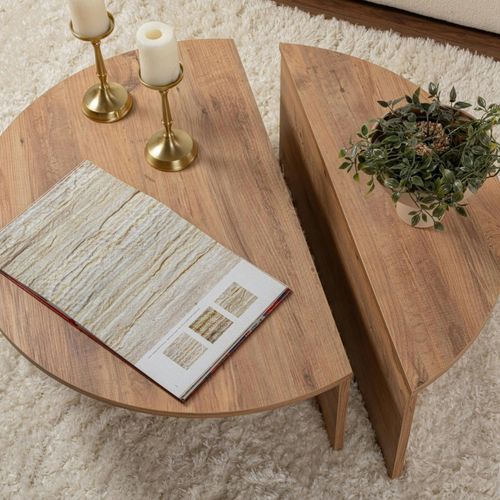 Table Basse Moderne Effet Bois De Pin - 2 Hauteurs Marfa