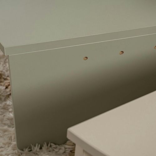Table Basse Moderne Vert Sauge et Beige - 2 Hauteurs Marfa