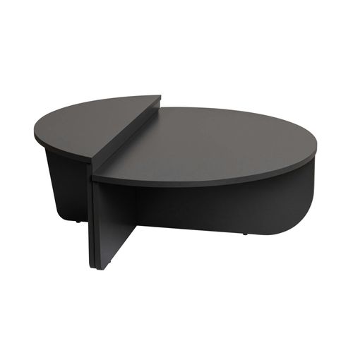 Table Basse Moderne Anthracite Effet Laque - 2 Hauteurs Marfa