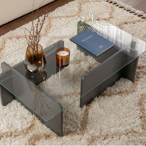 Table Basse Verre Déstructurée – Base Gris Anthracite Salta