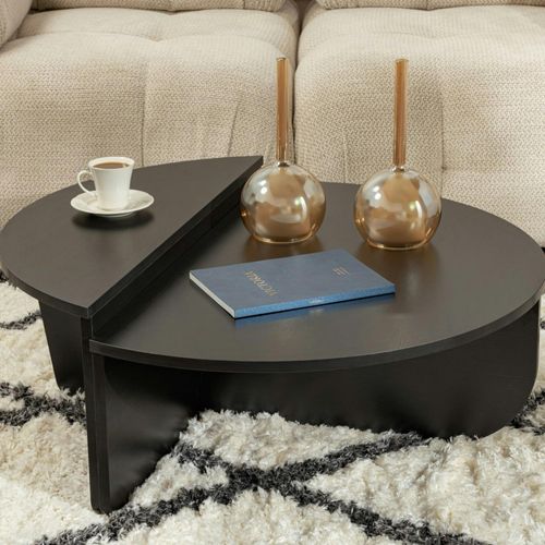 Table Basse Noire Moderne Effet Bois - 2 Hauteurs Marfa