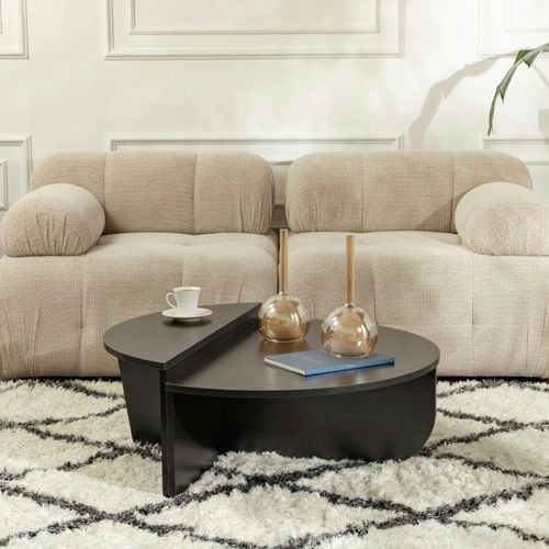 Table Basse Noire Moderne Effet Bois - 2 Hauteurs Marfa