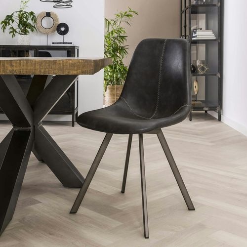 Chaise Scandinave Noire Coutures Apparentes Pieds Étoile Helsinki (lot De 2)
