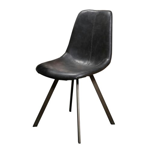 Chaise Scandinave Noire Coutures Apparentes Pieds Étoile Helsinki (lot De 2)