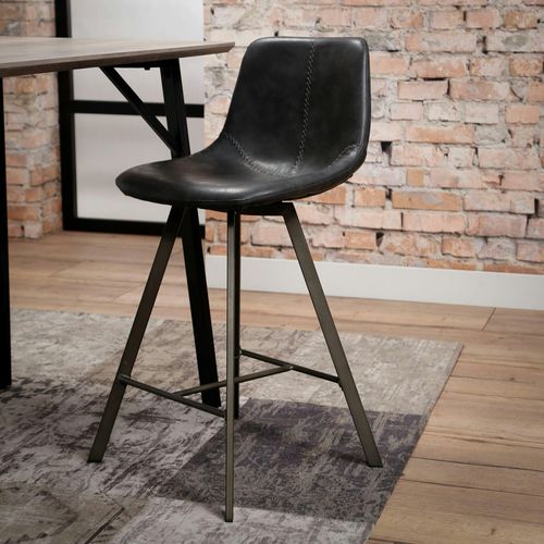 Chaise De Bar Anthracite Coutures Apparentes Pieds Étoile Helsinki