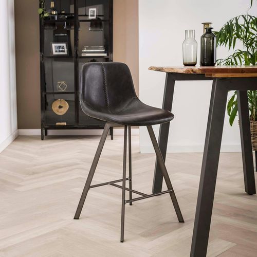 Chaise De Bar Anthracite Coutures Apparentes Pieds Étoile Helsinki