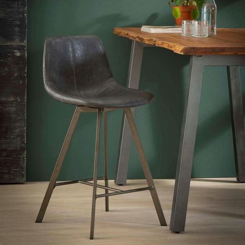 Chaise De Bar Anthracite Coutures Apparentes Pieds Étoile Helsinki