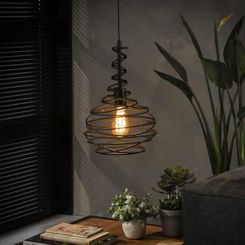 Suspension Industrielle Forme Cône Filaire Noir Ralf