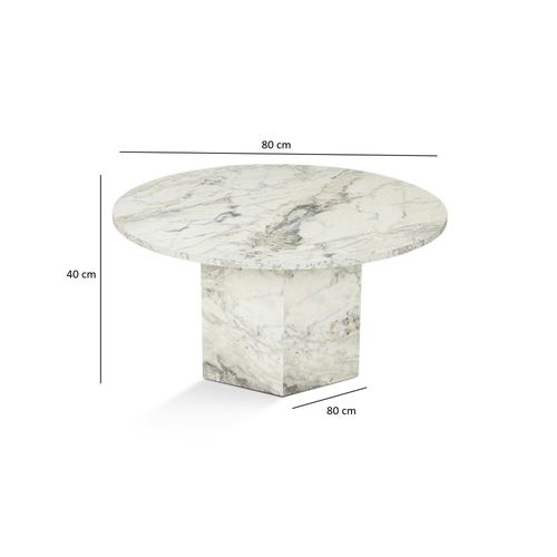 Table Basse Ronde Effet Marbre – Pied Hexagonal Marfa