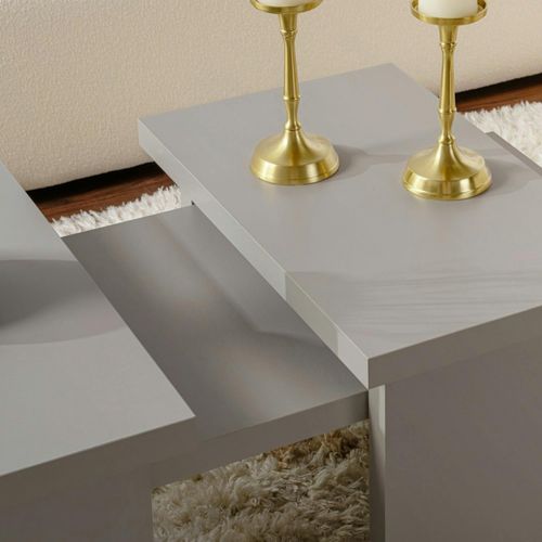 Table Basse Gigogne Design – Effet Gris Laqué (3 Pièces) Marfa