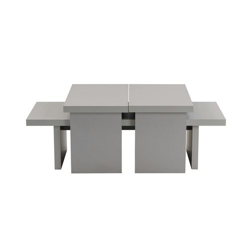 Table Basse Gigogne Design – Effet Gris Laqué (3 Pièces) Marfa