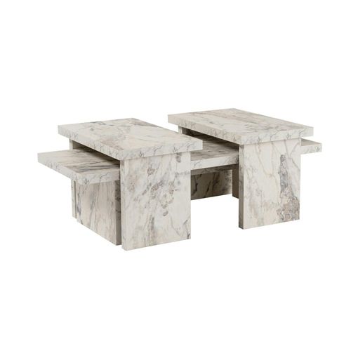 Table Basse Gigogne Design – Effet Marbre (3 Pièces) Marfa