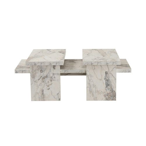 Table Basse Gigogne Design – Effet Marbre (3 Pièces) Marfa
