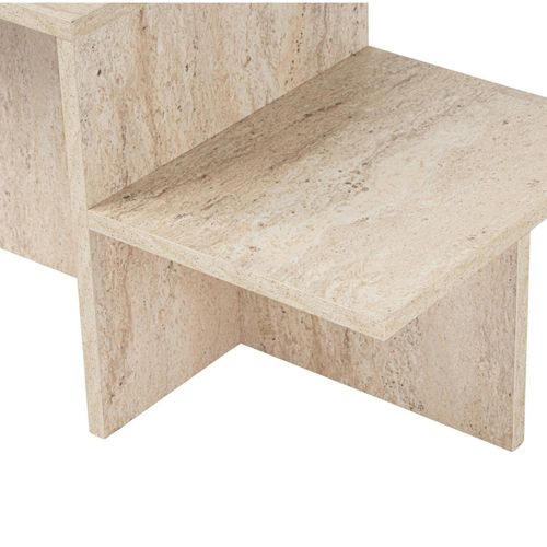 Table Basse Moderne Effet Travertin - 2 Niveaux Marfa