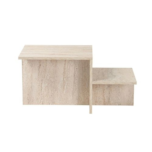 Table Basse Moderne Effet Travertin - 2 Niveaux Marfa