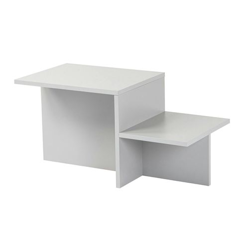 Table Basse Moderne Grise - Effet Laqué, 2 Niveaux Marfa