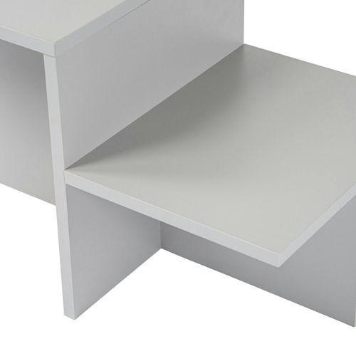 Table Basse Moderne Grise - Effet Laqué, 2 Niveaux Marfa