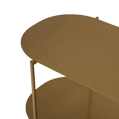 Table Basse Double Plateau Dorée - Forme Ovale Sfax