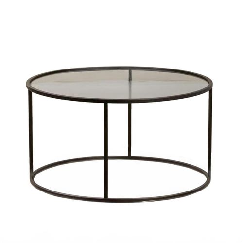 Table Basse Ronde En Verre – Cadre Noir ⌀80 Cm Tulum