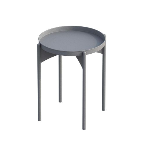 Petite Table Ronde Grise Design et Plateau Assorti Sfax