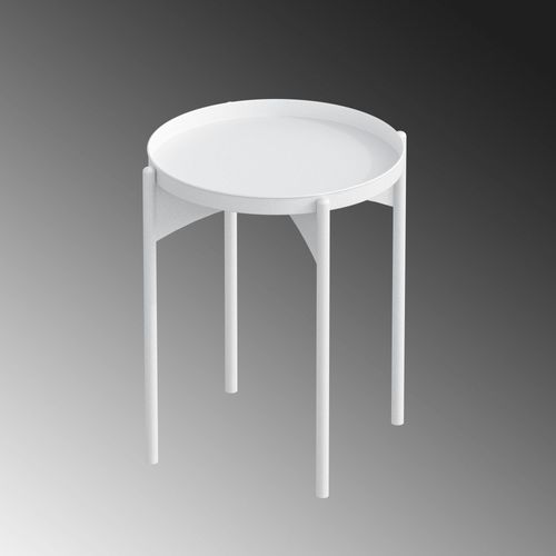 Petite Table Ronde Blanche Design et Plateau Assorti Sfax