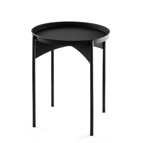 Petite Table Ronde Noire Design et Plateau Assorti Sfax