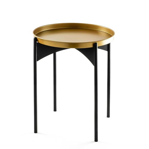 Petite Table Ronde Noire Design et Plateau Doré Sfax