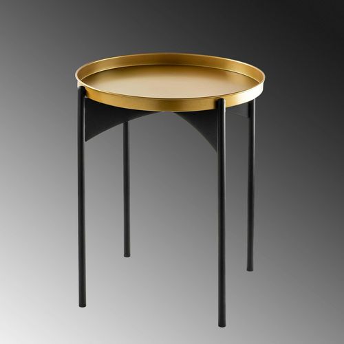 Petite Table Ronde Noire Design et Plateau Doré Sfax