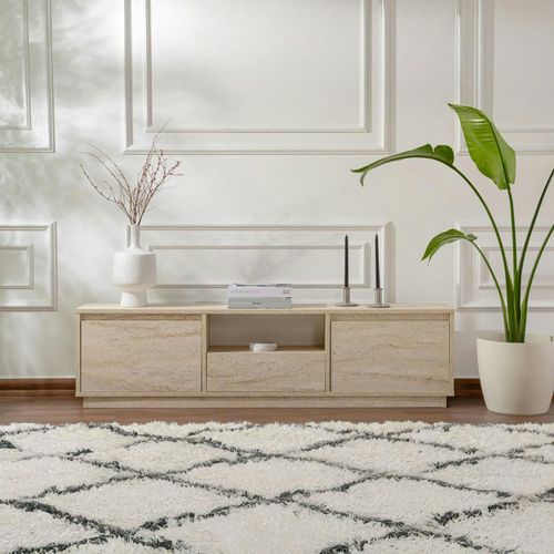 Meuble TV Avec Rangement - Effet Travertin Marfa