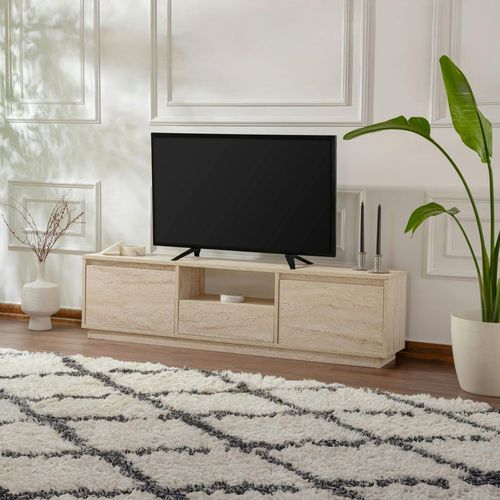 Meuble TV Avec Rangement - Effet Travertin Marfa