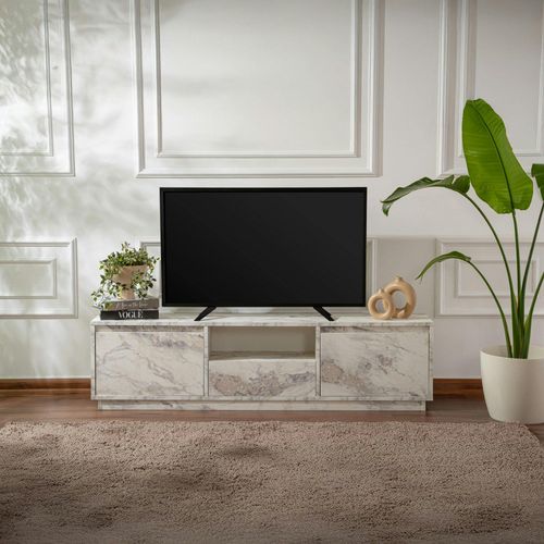 Meuble TV Avec Rangement - Effet Marbre Marfa