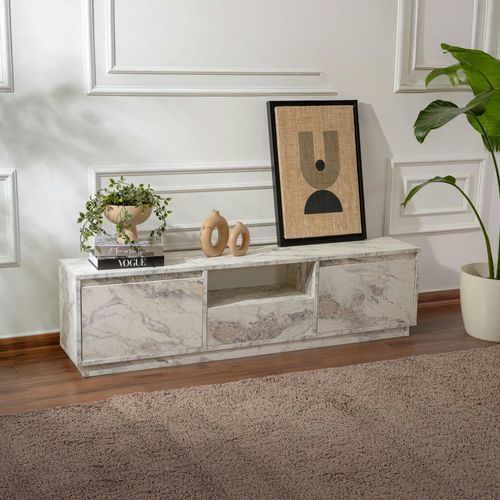 Meuble TV Avec Rangement - Effet Marbre Marfa