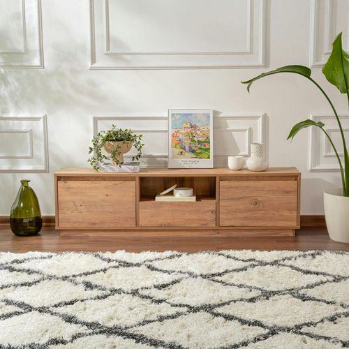 Meuble TV Avec Rangement - Finition Effet Pin Marfa