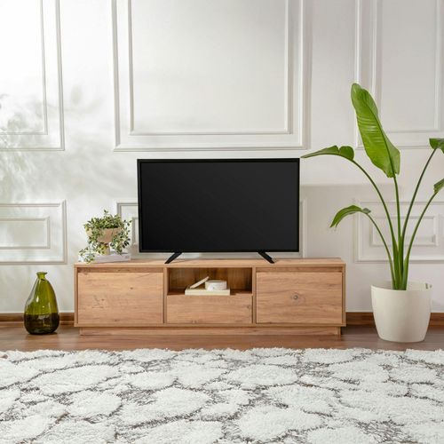 Meuble TV Avec Rangement - Finition Effet Pin Marfa