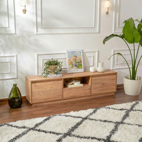 Meuble TV Avec Rangement - Finition Effet Pin Marfa