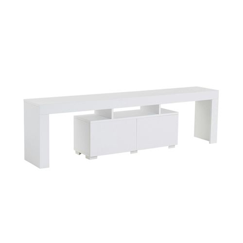 Banc TV Moderne Blanc Avec Rangement - Effet Laque Marfa