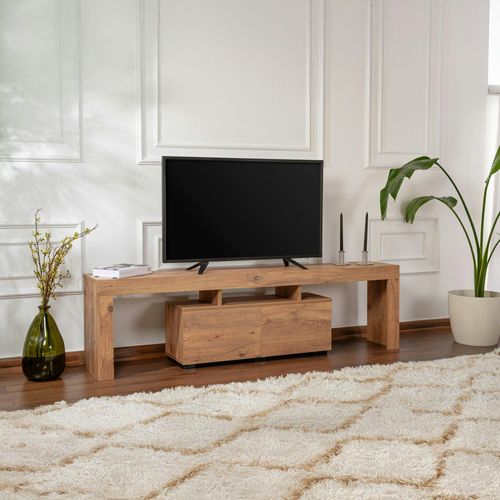 Banc TV Moderne Avec Rangement - Finition Effet Pin Marfa